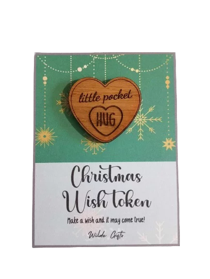 Green Christmas Wish Token Pocket Hug (OH37) 510ewr-rf.myshopify.com