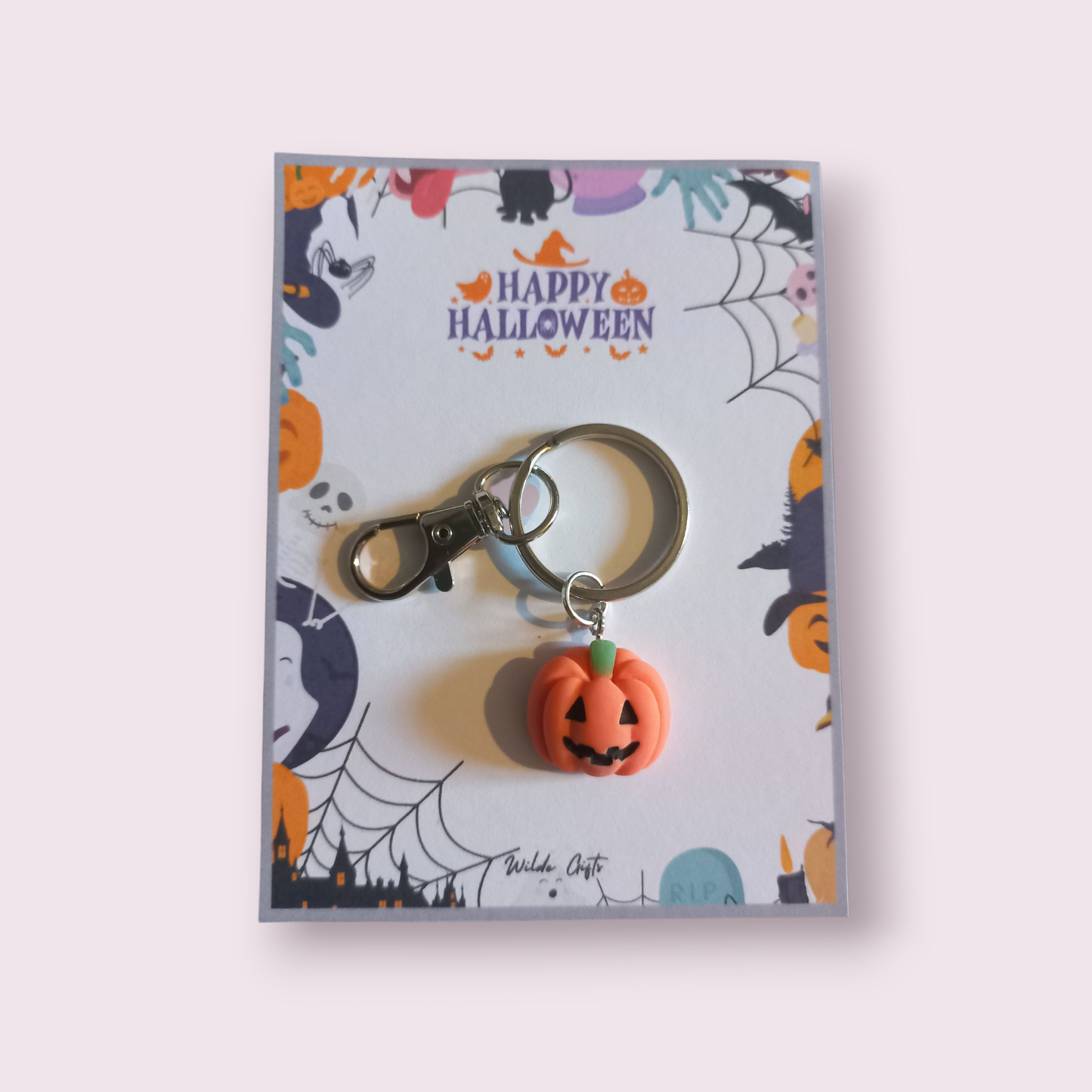 Halloween pumpkin charm keyring