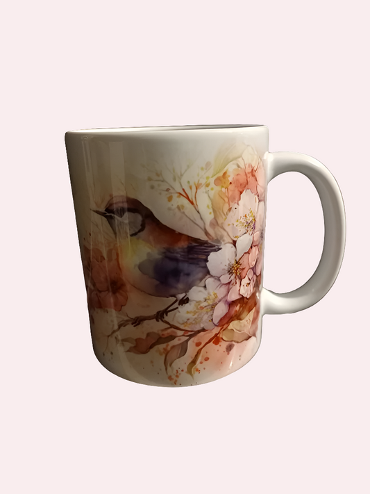 Watercolour birds design 11oz mug - Wilde Gifts 