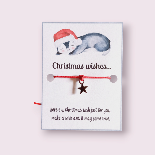 Penguin Christmas Wishes mini wish bracelet (WB607) 510ewr-rf.myshopify.com