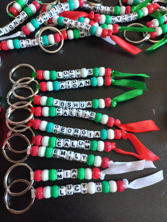 Personalised beaded Christmas keyring