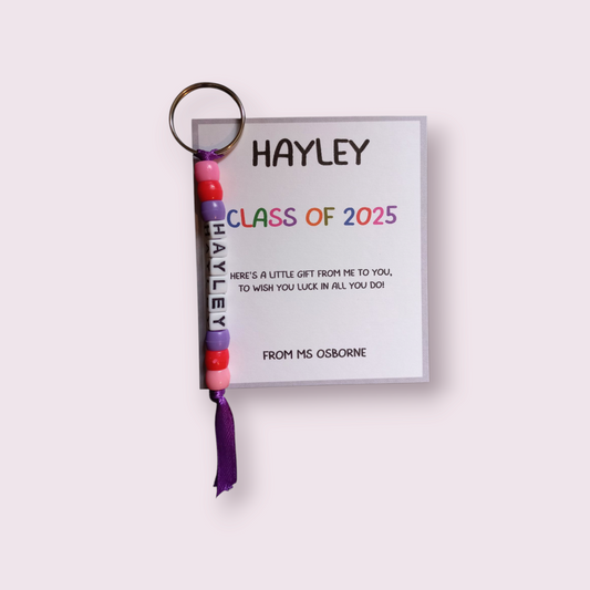 Personalised Class of 2025 keyring & backing card