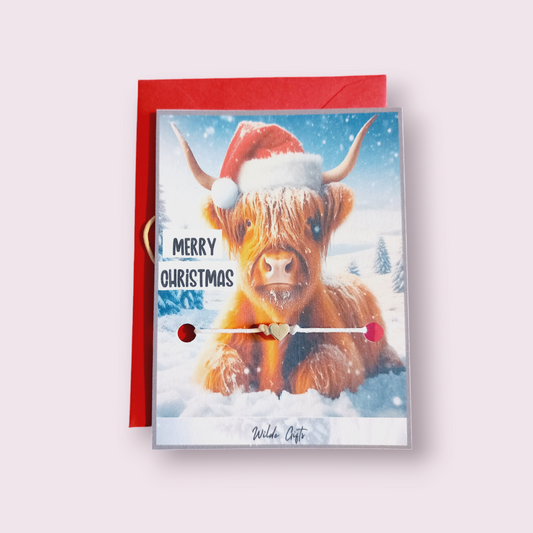 Christmas Highland cow wish bracelet (WB1331) 510ewr-rf.myshopify.com